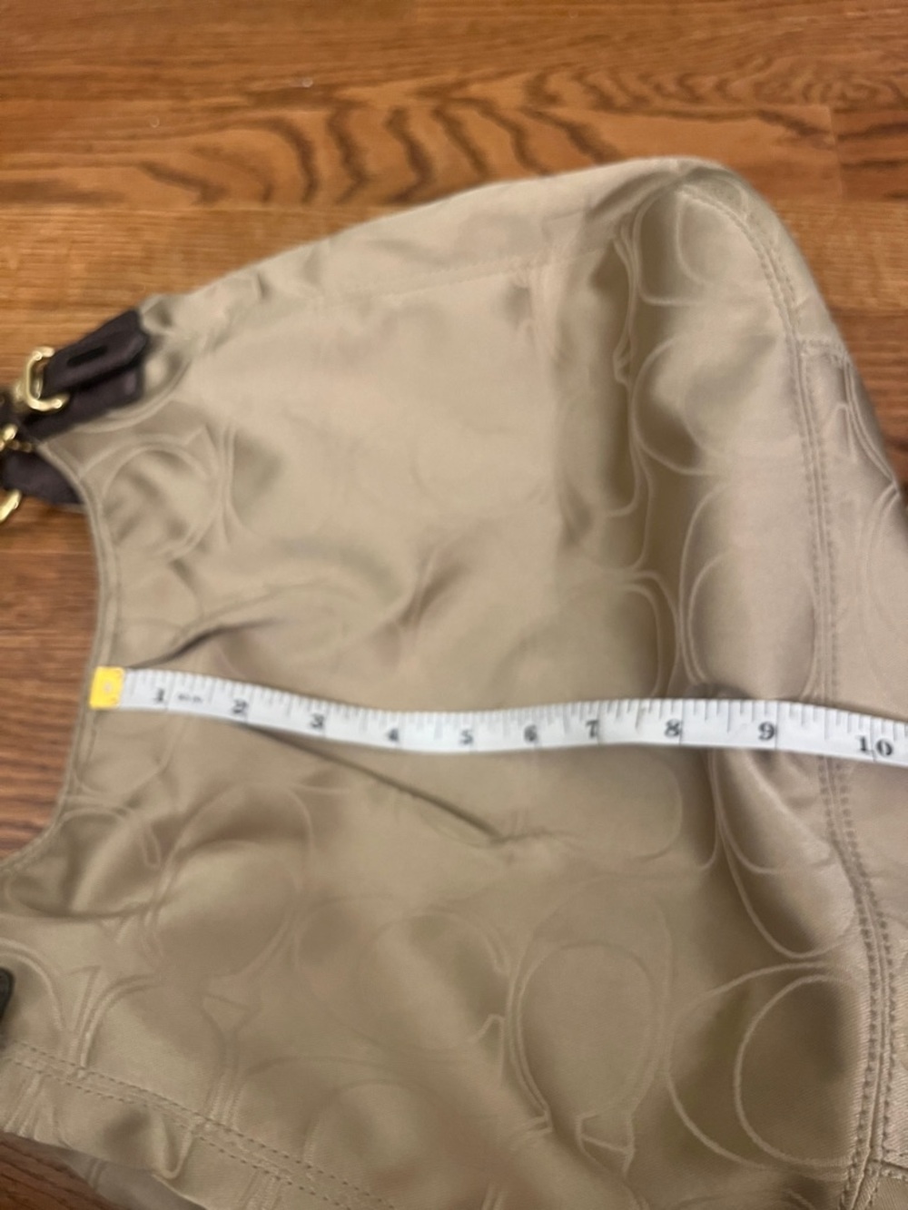 Coach Signature Beige and Brown Hobo Shoulder Bag 16153 - Picture 12 of 16